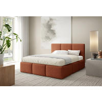 POLSTERBETT VALERIO mit Bettkasten, Bett 180x200,Doppelbett,Lattenrost,Boxspringbett-Optik,ohne Matratze,Schlafzimmer-Fuchsrot - Orange, Holz (180/200cm) - Furnistar