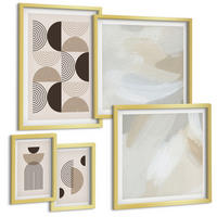 BILDER SET 5er Set - 50x50 cm & 20x30 cm & 40x60 cm Goldrahmen - Abstrakte geometrische Muster - Goldfarben, Kunststoff (40/60cm) - TULUP