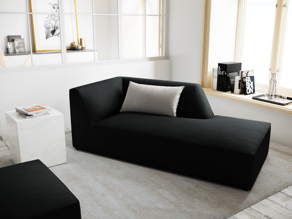 CHAISELONGUE rechts Ruby aus Cord schwarz - Schwarz, Textil (93/69/180cm) - Micadoni