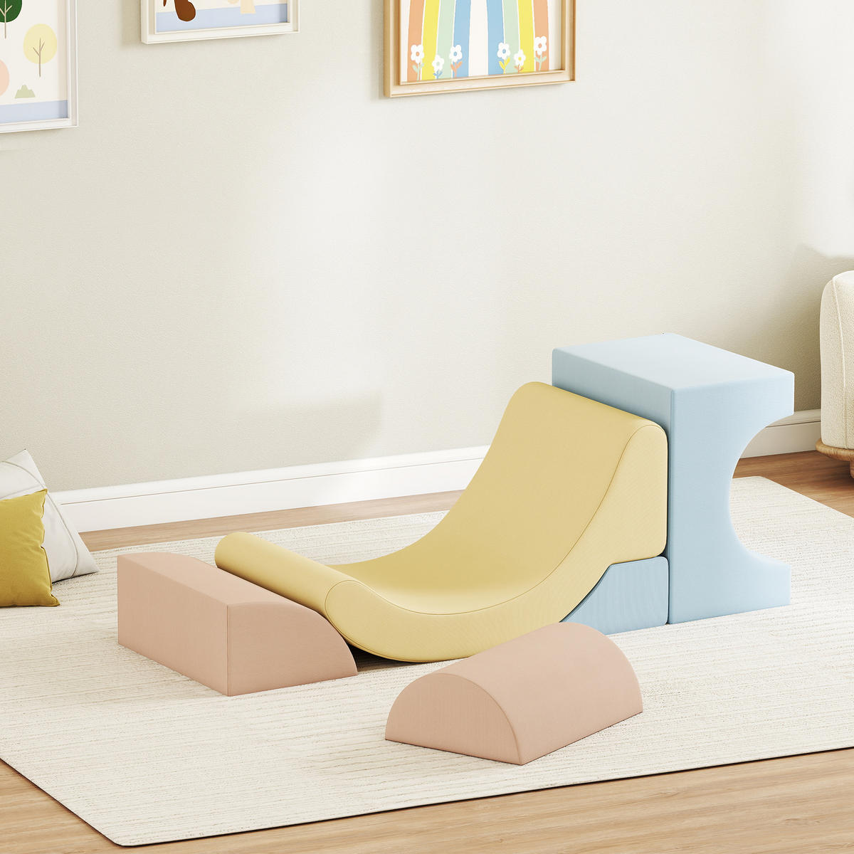 SCHAUMSTOFF-BAUSTEINE 5 Softbausteine Klettern Riesenbausteine Mehrfarbig - Multicolor, Textil (48/85cm) - AIYAPLAY