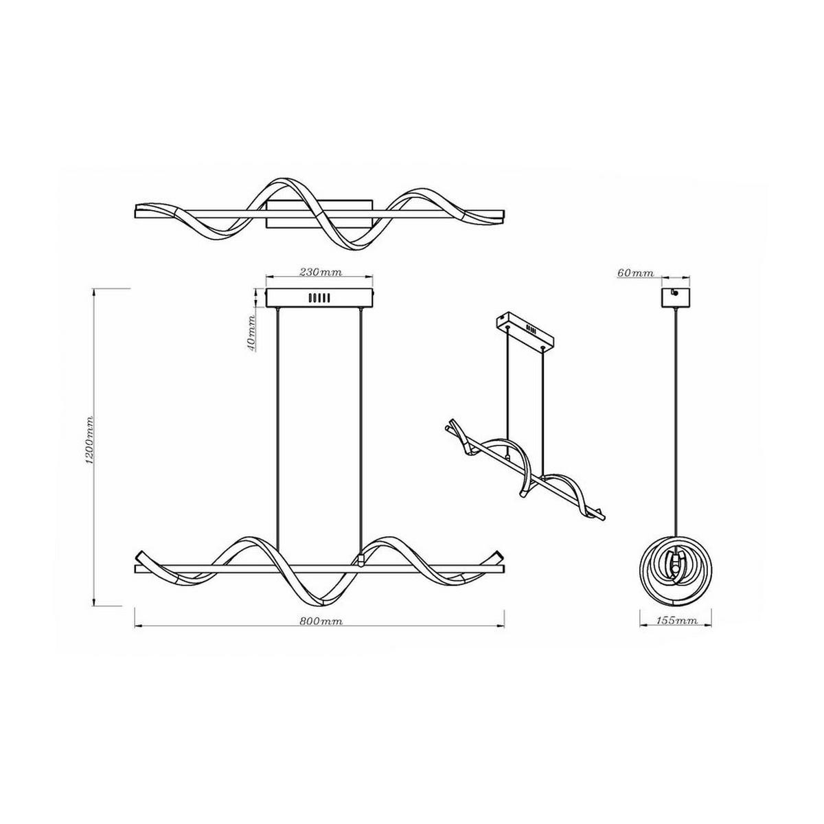 LED HÄNGELEUCHTE SPIRO Metall Beige matt - Beige, Metall (80/15.5/120cm) - Globo Lighting