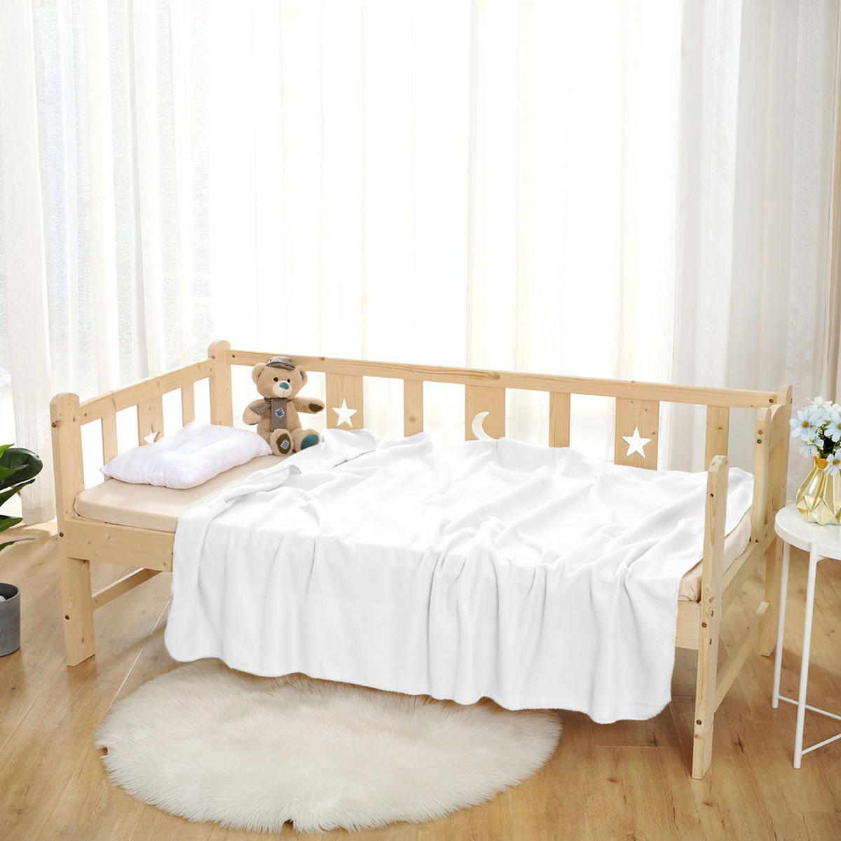FLEECEDECKE 10er Set weiß 130/160 cm Kettelrand Anti-Pilling - Weiß, Textil (130/160cm) - wometo