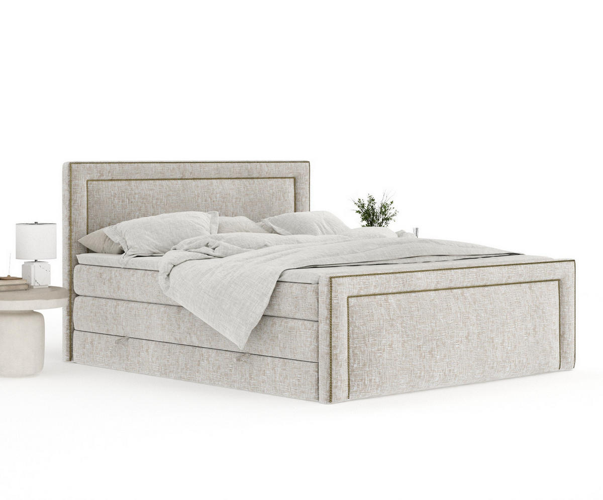 BOXSPRINGBETT Luxora Beige 140/200 cm - Beige/Schwarz, Holz/Holzwerkstoff (140/200cm) - Maison de Reve