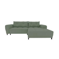 ECKSOFA Massimo Strukturstoff Salbeigrün inkl. Schlaffunktion Rechts - Salbeigrün/Schwarz, Textil/Metall (246/177cm) - 99rooms
