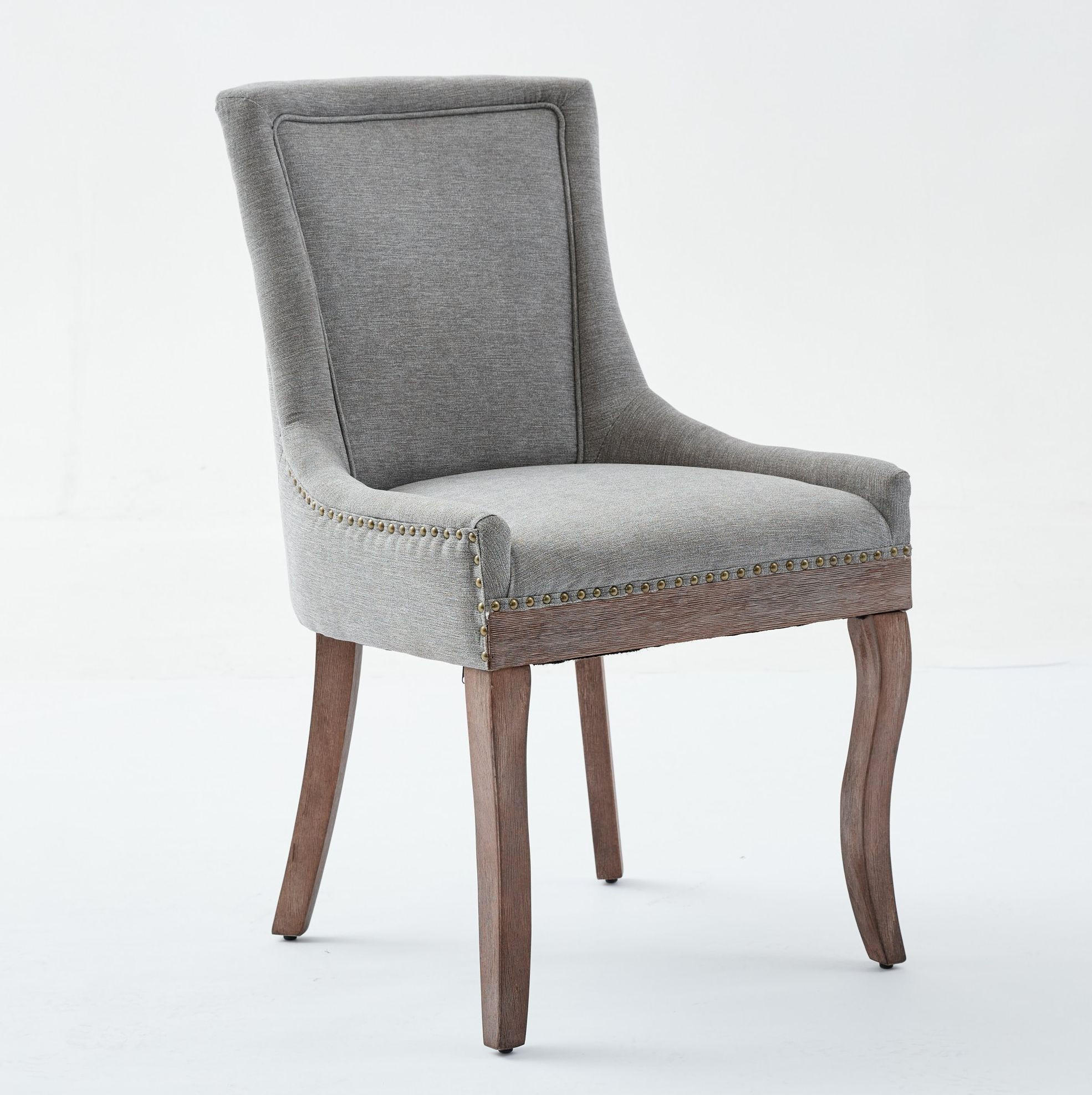ESSZIMMERSTUHL 2er-Set mit hoher Rückenlehne Chenille Gray - Grau, Holz (55/92.5/61cm) - Meubliv