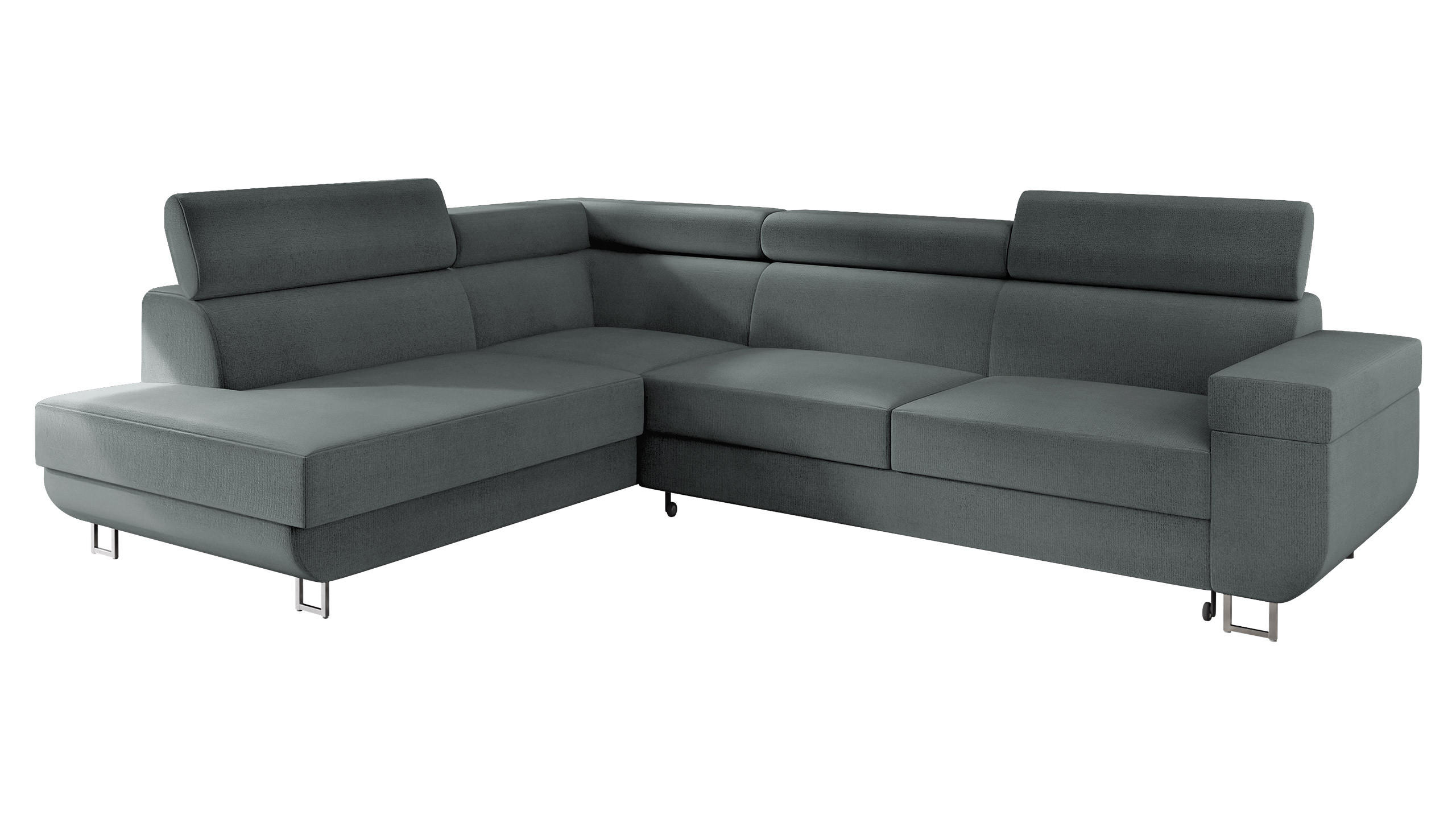 ECKSOFA Fonti, Seite: Links - Hellgrau, Holz/Textil (253/188cm) - MIRJAN24