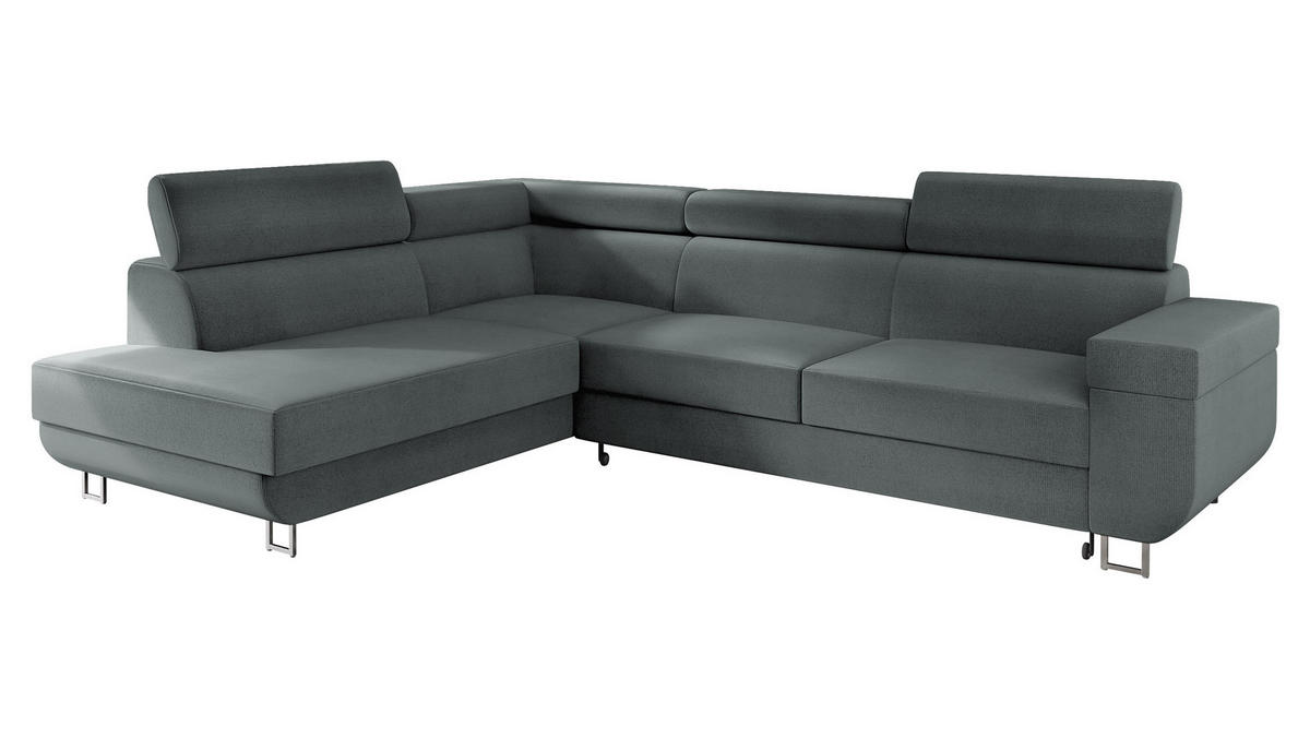 ECKSOFA Fonti, Seite: Links - Hellgrau, Holz/Textil (253/188cm) - MIRJAN24