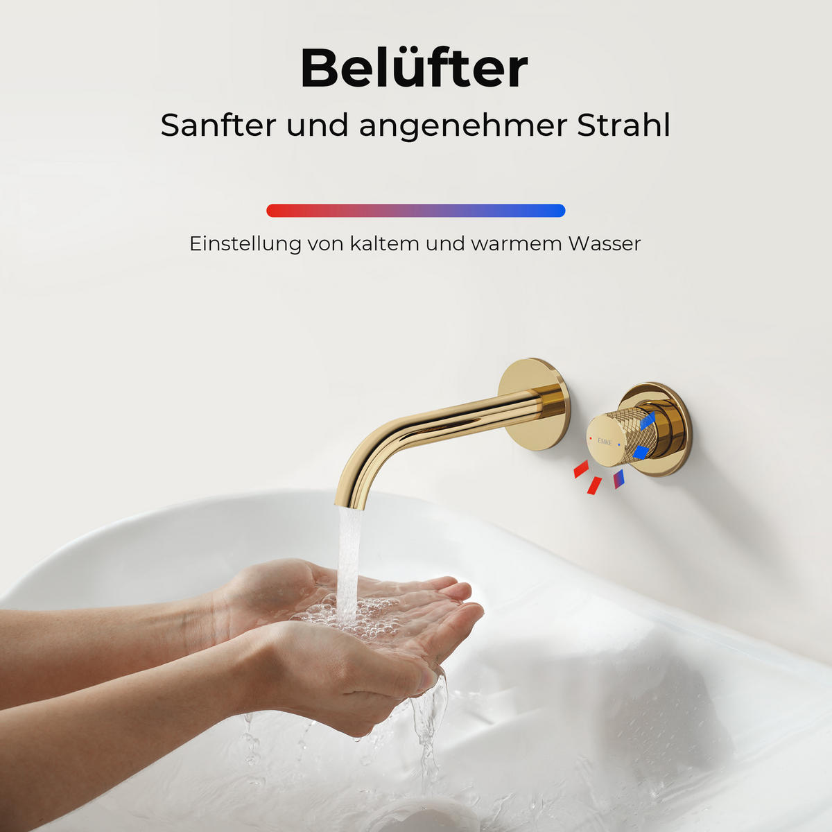 WASCHTISCHARMATUR Unterputz Champagnergold 28,1/14/6,5 cm - Champagner, Metall (28.1/14/6.5cm) - EMKE