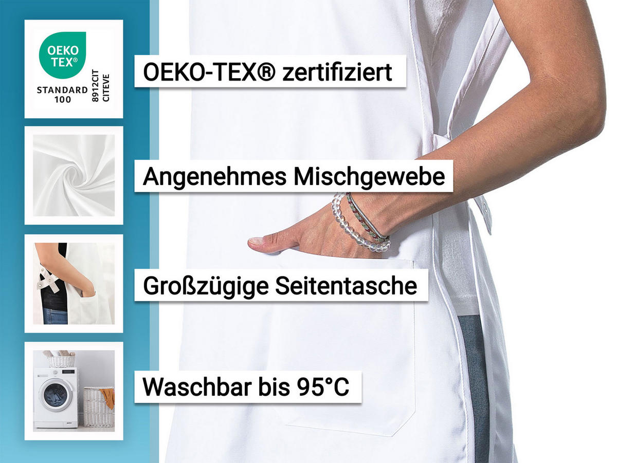 SCHÜRZE , onsize, 65% Polyester, 35% Baumwolle, Weiß - Weiß, Textil (62/90cm) - Zollner