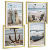 BILDER SET 4er Set - 50x50 cm & 40x60 cm Goldrahmen - Sommerstrände, Meereslandschaft - Goldfarben, Kunststoff (50/50cm) - TULUP