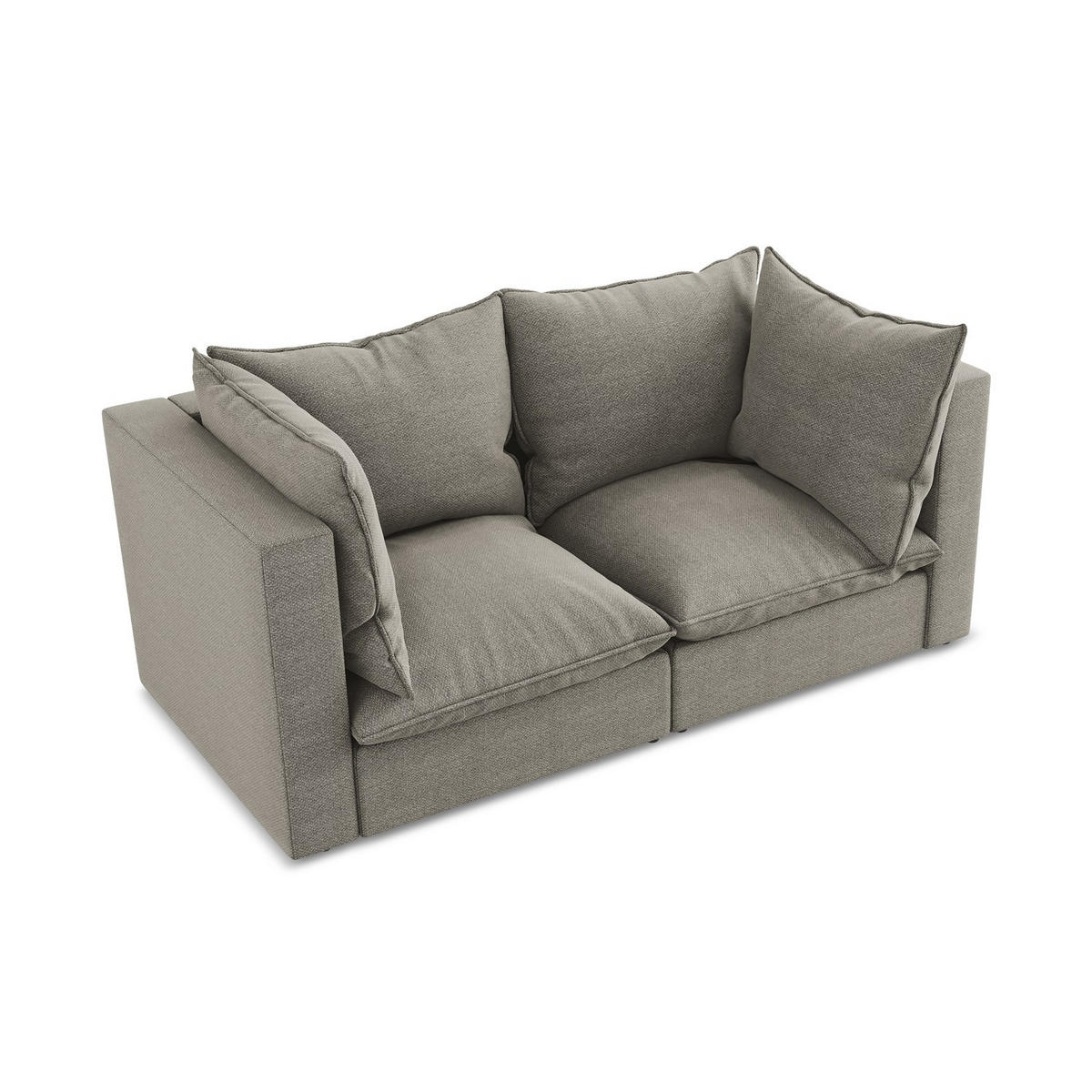 2-SITZER-SOFA Bouclé Stoff Grau - Schwarz/Grau, Holzwerkstoff/Kunststoff (180/77/90cm) - LaMiaSofa