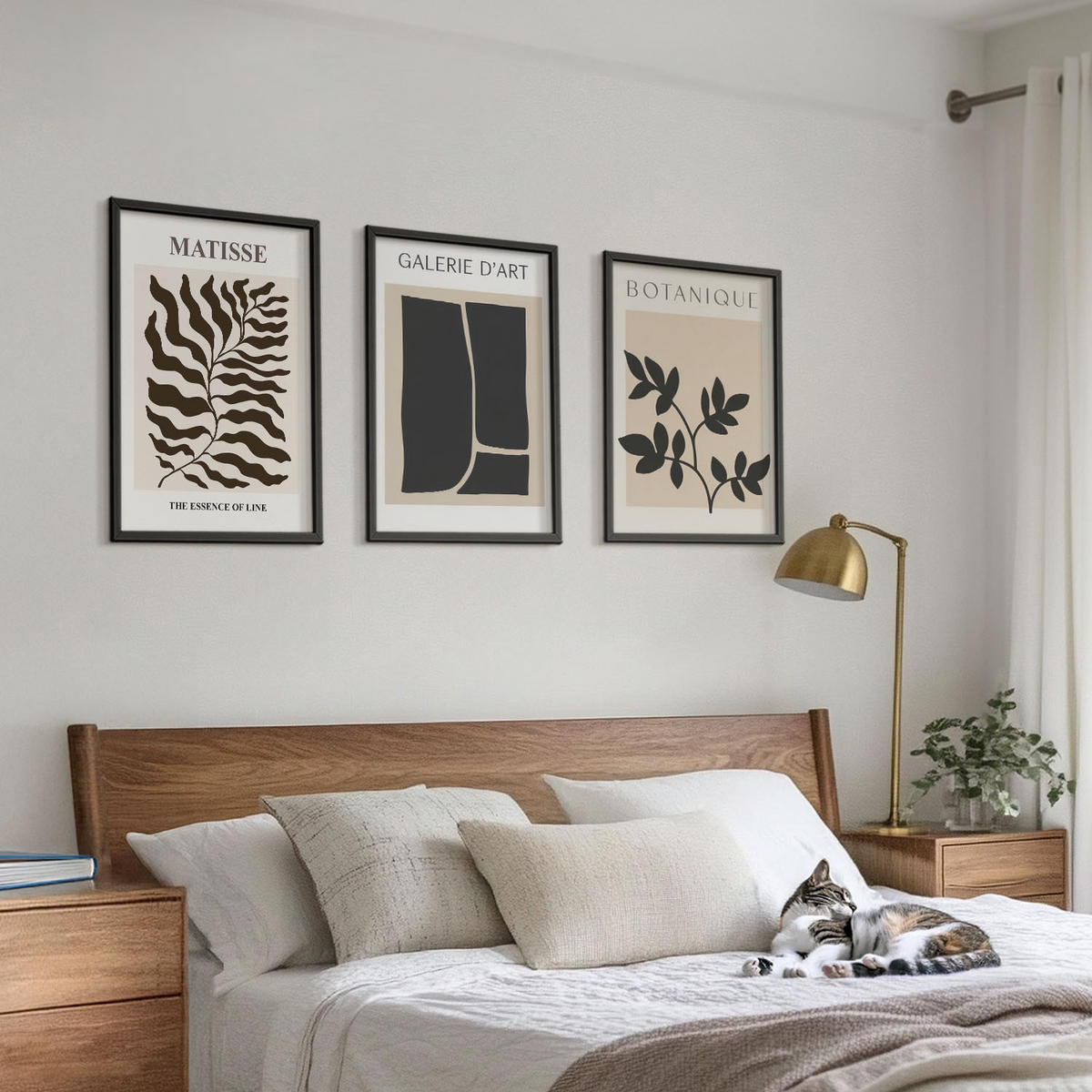 WANDBILDER 3er-Set - 40x60 cm Schwarzer Rahmen - Minimalistische Pflanzenposter - Schwarz, Kunststoff (40/60cm) - ArtPrintCave
