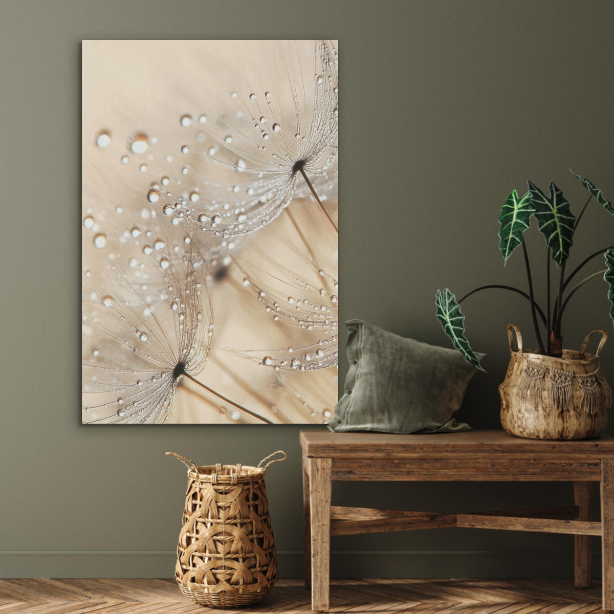 AKUSTIKPANEEL Löwenzahn - Abstrakt - Natur - Beige 70x100 cm - Braun, Textil (70/0.9/100cm) - MuchoWow