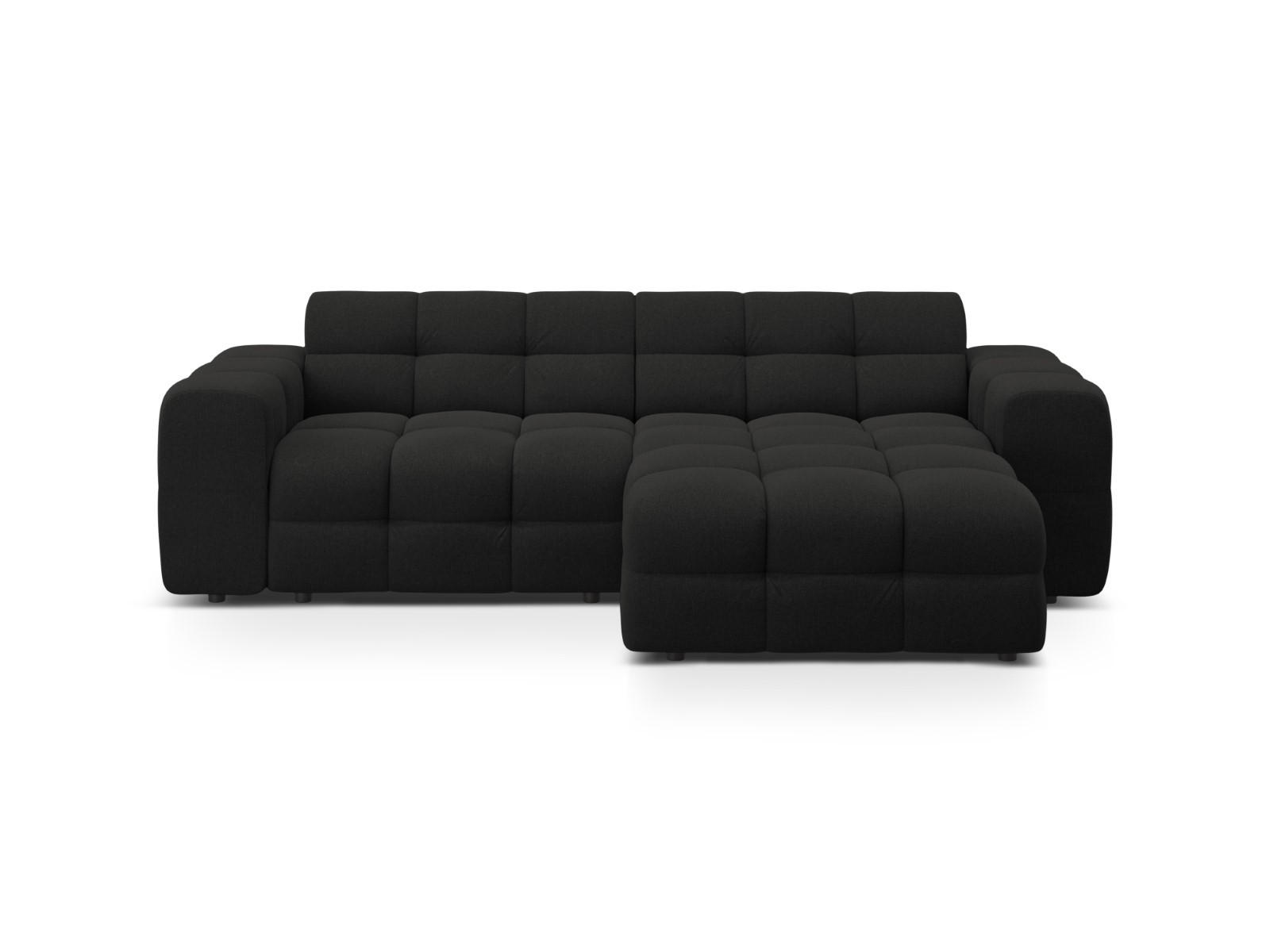 ECKSOFA rechts Kendal aus strukturiertem Stoff schwarz 4 Sitzplätze - Schwarz, Textil (173/256cm) - Micadoni