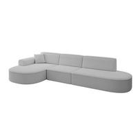 ECKSOFA Ottomane Links MARI-L2 - 317x163x73,5 cm Hellgrau Bouclé - Hellgrau/Schwarz, Holzwerkstoff/Kunststoff (165/321cm) - ALTDECOR