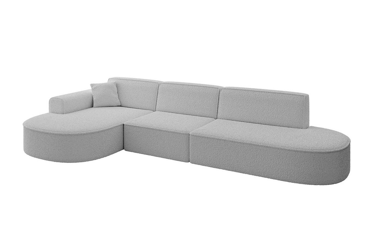 ECKSOFA Ottomane Links MARI-L2 - 317x163x73,5 cm Hellgrau Bouclé - Hellgrau/Schwarz, Holzwerkstoff/Kunststoff (165/321cm) - ALTDECOR