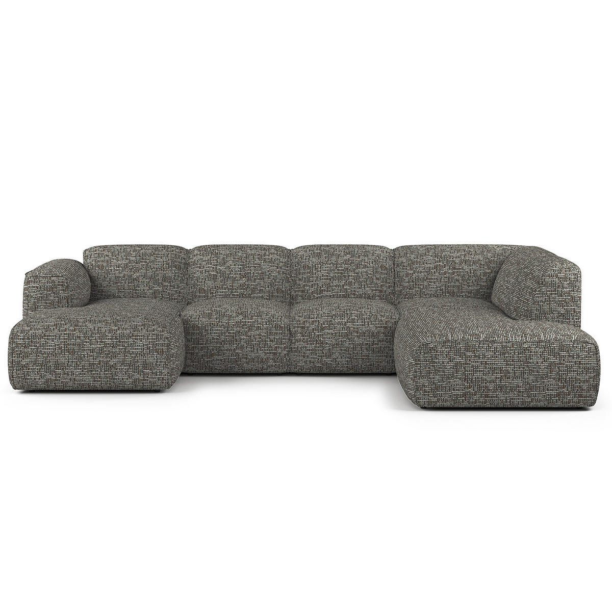 WOHNLANDSCHAFT mit Longchair - Schwarz/Grau, Kunststoff/Textil (325/71/235cm) - home24