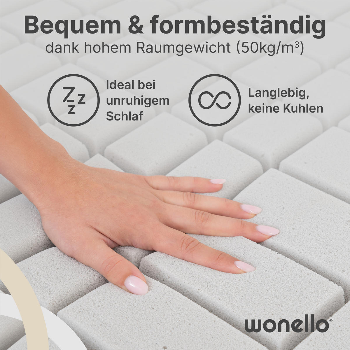 TOPPER 180/200 cm CubeComfort 7-Zonen - Weiß, Textil (180/200cm) - wonello