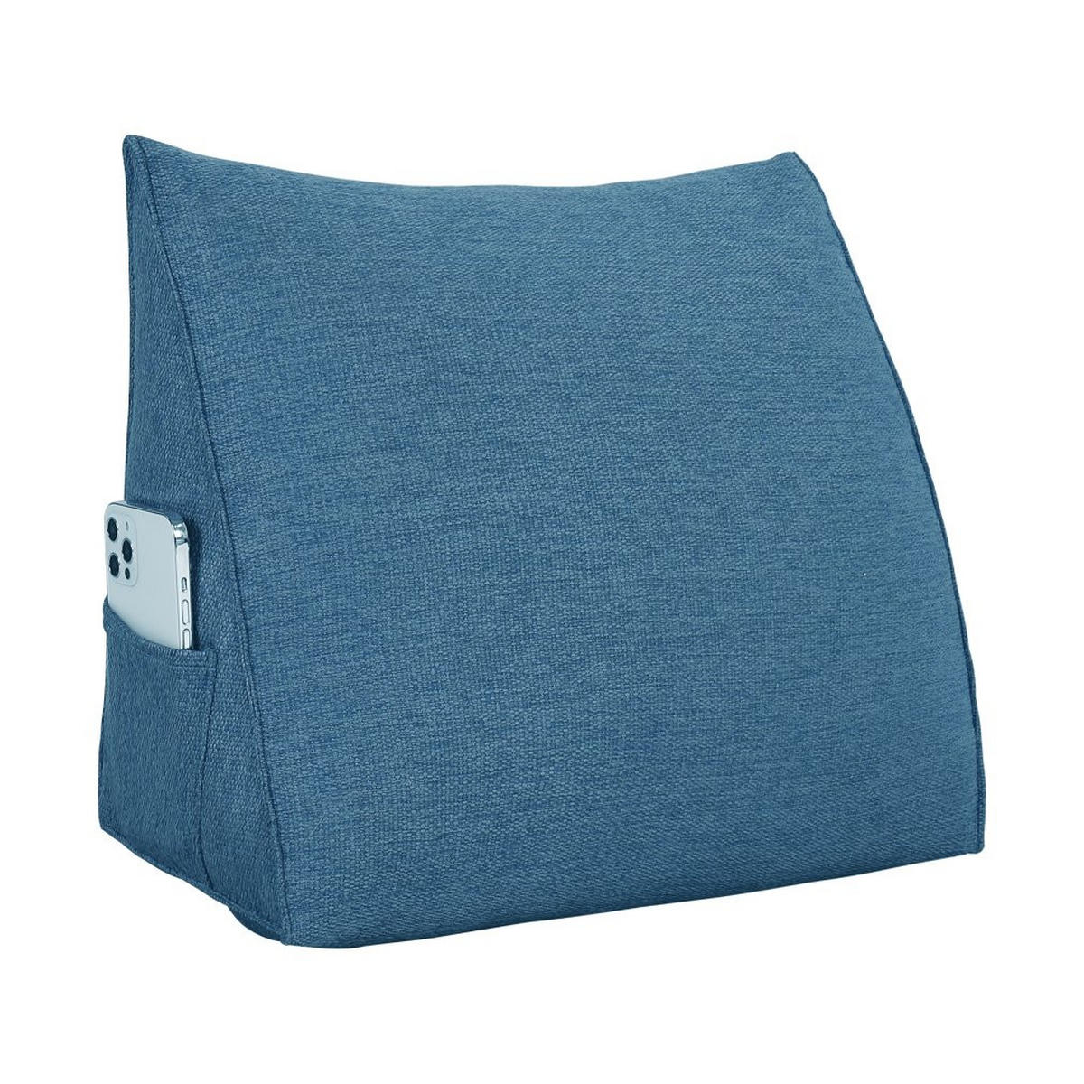 RÜCKENKISSEN für Bett Leinenlook Blau 45 cm - Blau, Textil (35/45cm) - Vercart