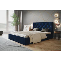 BETT 180x200 - Polsterbett mit Bettkasten und Holzrahmen - Elegant Betten - Glatter Kronos-Stoff - Kollektion Boston, Blau - AlpiMeble - Blau, Holz/Kunststoff (180/200cm) - Alpi-Möbel