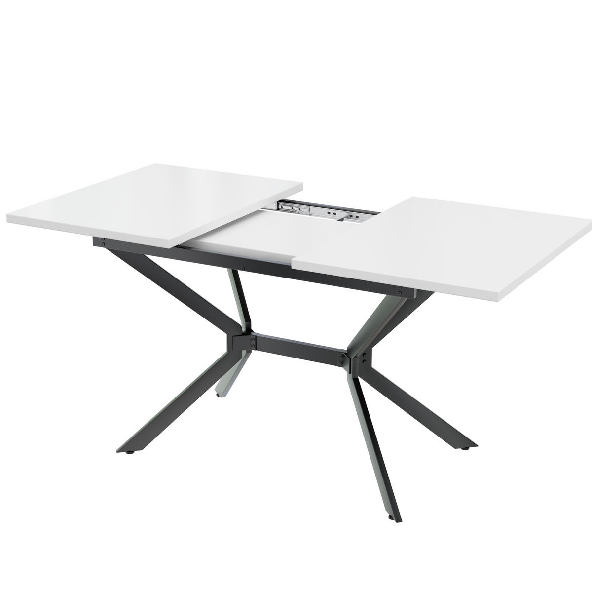 ESSTISCH 120/160/80 cm ausziehbar mit MDF-Tischplatte und Metallbeinen, Weiß - Weiß, Holzwerkstoff (160/75/80cm) - Redom