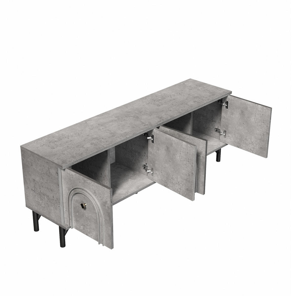 TV-BOARD 4-türig Modern 160cm Soft-Close Scharniere Grau - Grau, Holz (46.36/13.34/171.45cm) - FLIEKS