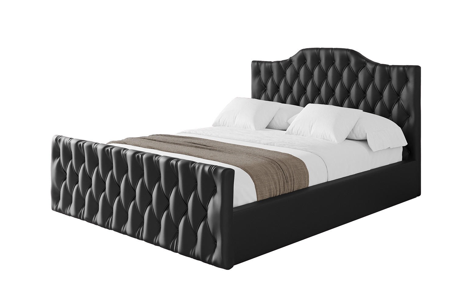 POLSTERBETT mit Bettkasten, Fußteil und Lattenrost, Boxbett mit Matratze H3/H4 - FALIO-Z 180x200 Schwarz Kunstleder - Schwarz Hochglanz, Holzwerkstoff/Textil (180/200cm) - ALTDECOR