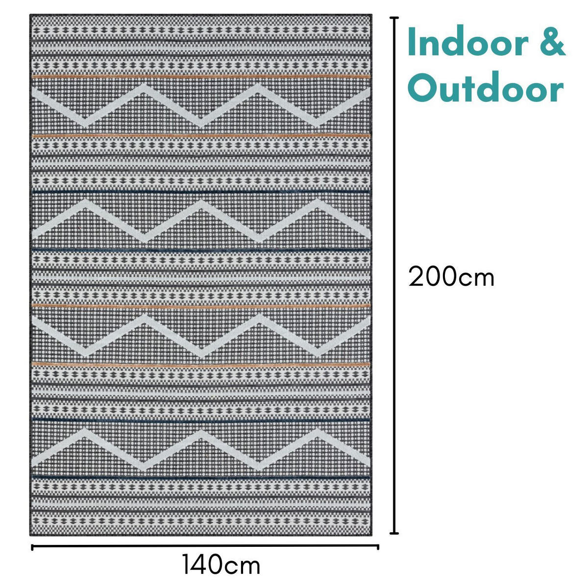 OUTDOORTEPPICH Johnny Anthrazit,Weiß,Rostfarben 140/200 cm - Anthrazit, Textil (140/200cm) - My-Rug