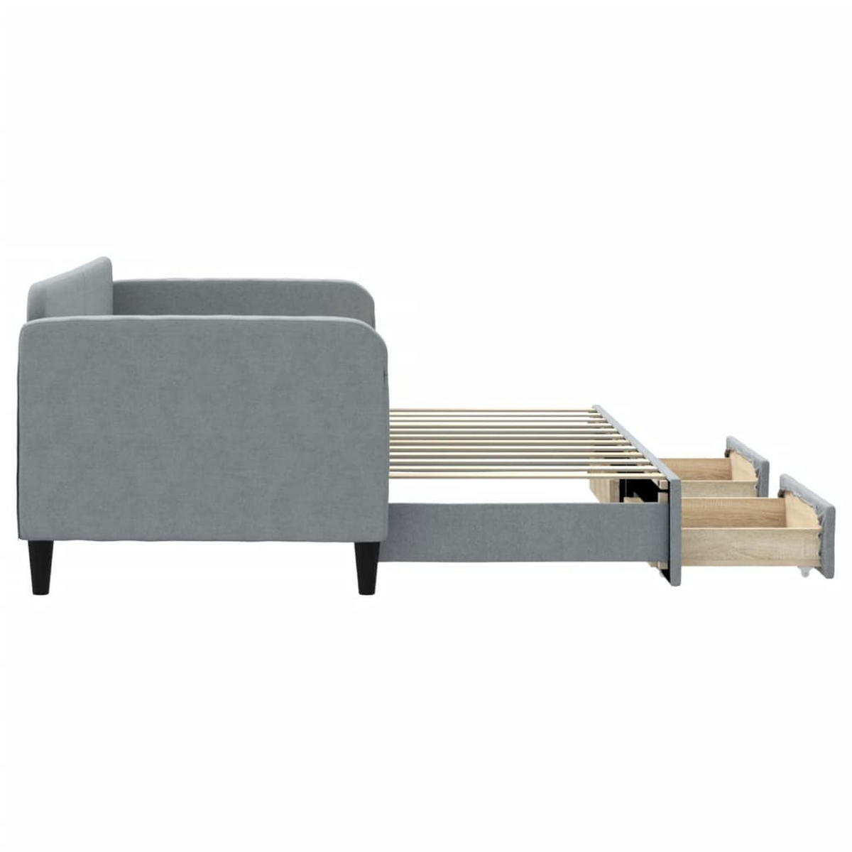 TAGESBETT Ausziehbar mit Schubladen Hellgrau 80x200 cm Stoff - Grau, Textil (170/220cm) - furnicato