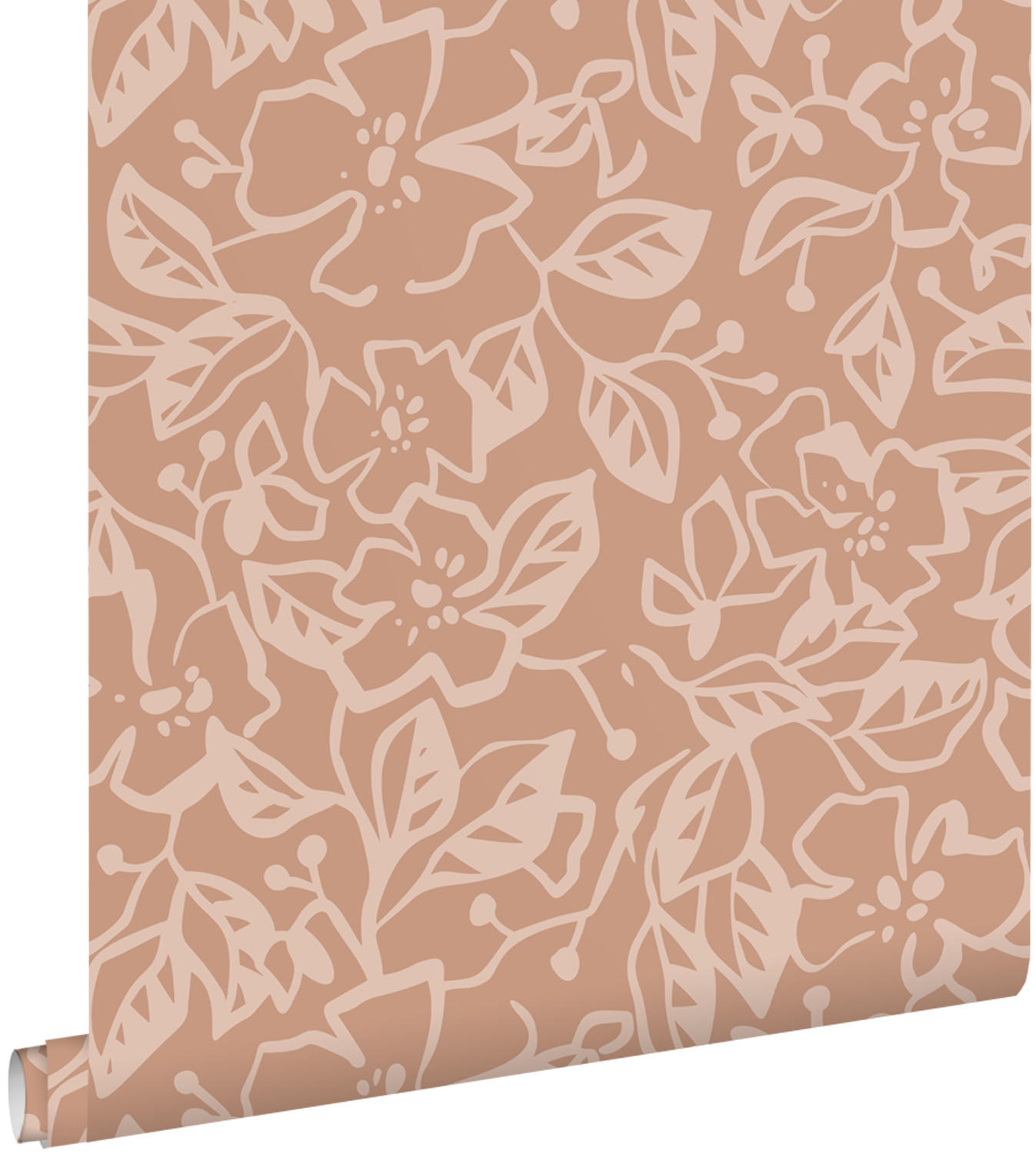 TAPETE Blätter und Blumen 50 x 900 cm - Terracotta, Papier (50/0.1cm) - ESTAhome