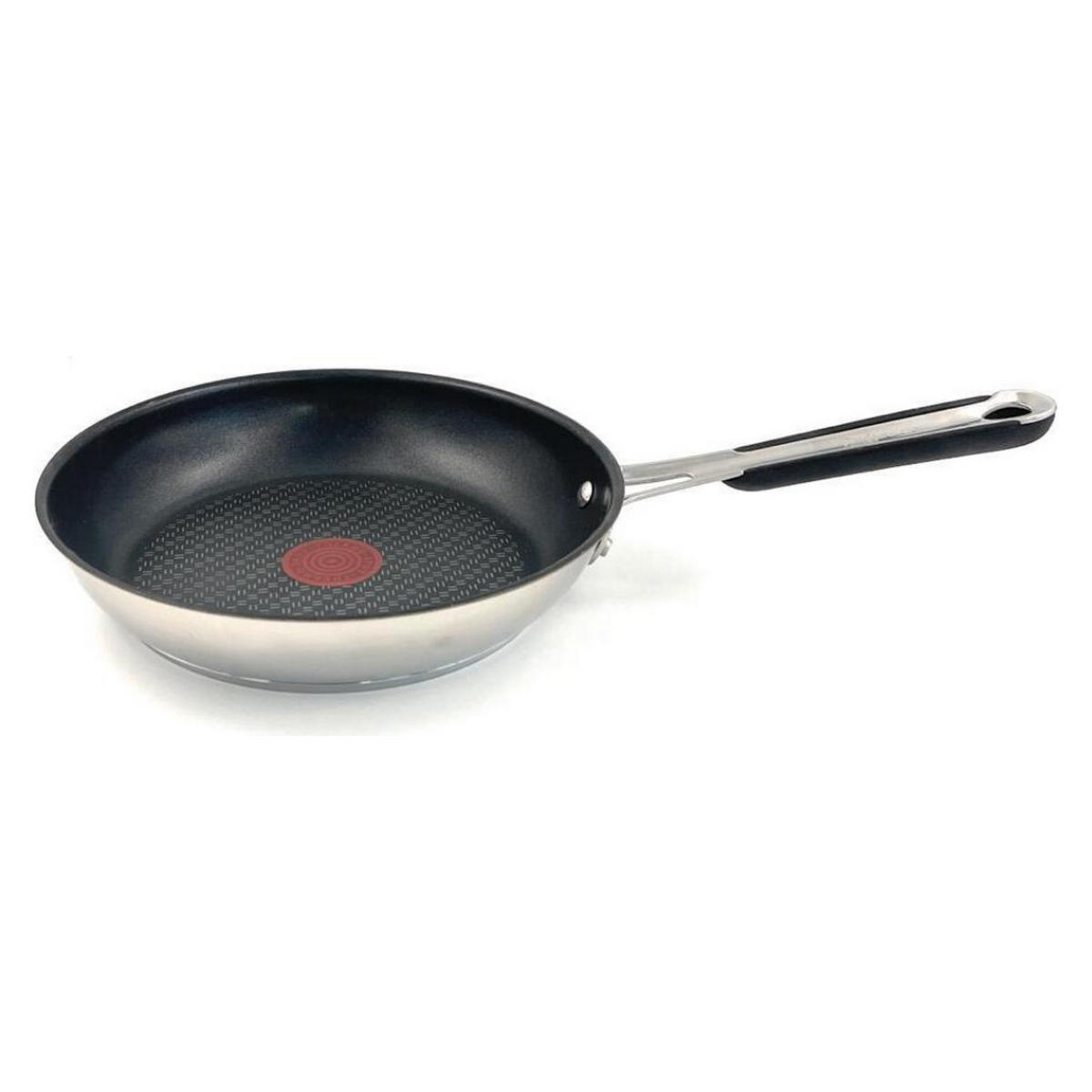 BRATPFANNE E79204 Silber Schwarz 24 cm Edelstahl Induktion Antihaft - Silberfarben/Schwarz, Metall (24cm) - Tefal
