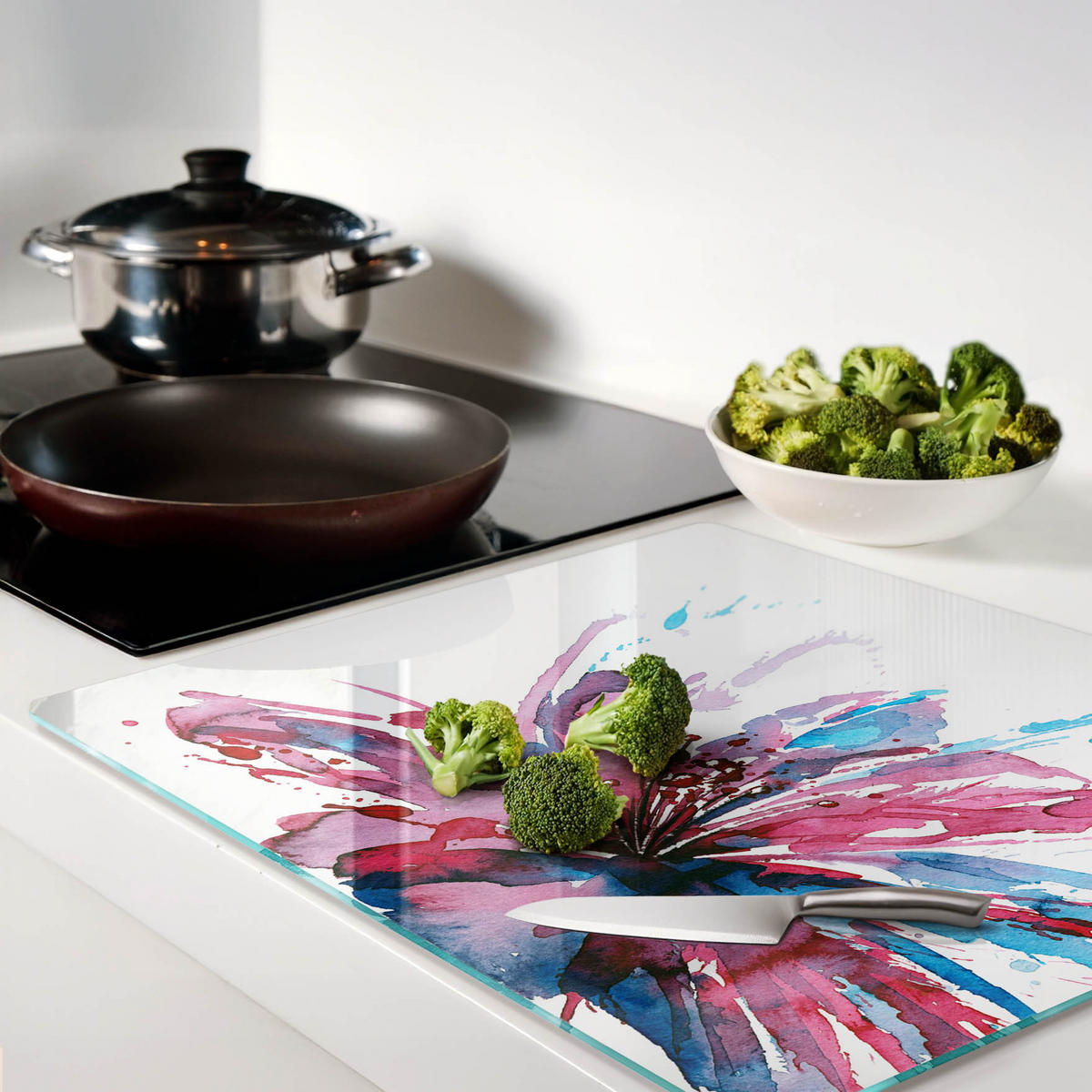 GLASPLATTE 60x52 cm Abstrakte Blume - Pink, Glas (60/0.4/52cm) - TULUP