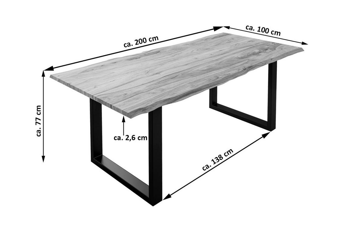 ESSTISCH MAILAND - Beige/Schwarz, Holz/Metall (100/200/77cm) - SAM