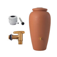 AMPHORE Regentonnen Komplett-Set 300 L kotta inkl. Kunststoff-Auslaufhahn und Fallrohranschluss - Terracotta, Kunststoff (68/129/68cm) - GARANTIA