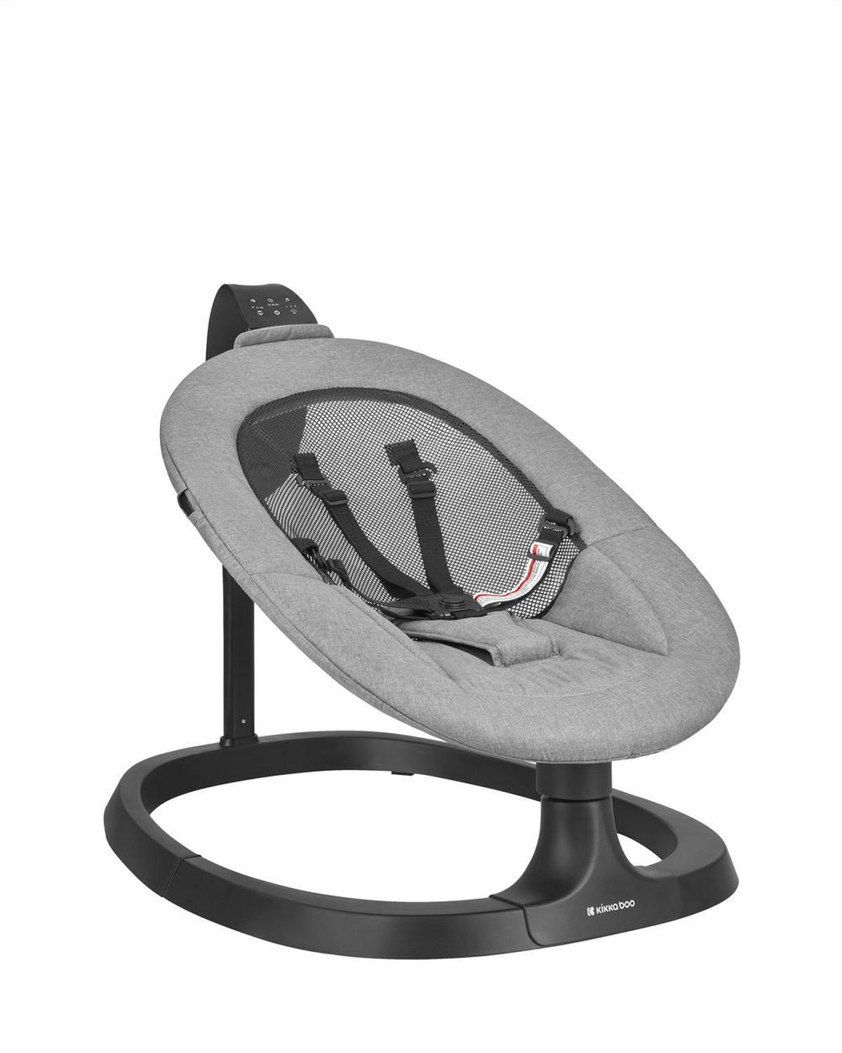 BABYWIPPE Zazu grau Kinderstuhl-Funktion, 3 Bewegungsrichtungen, 5-Punkt-Gurt, Timer - Grau, Metall - Kikka boo