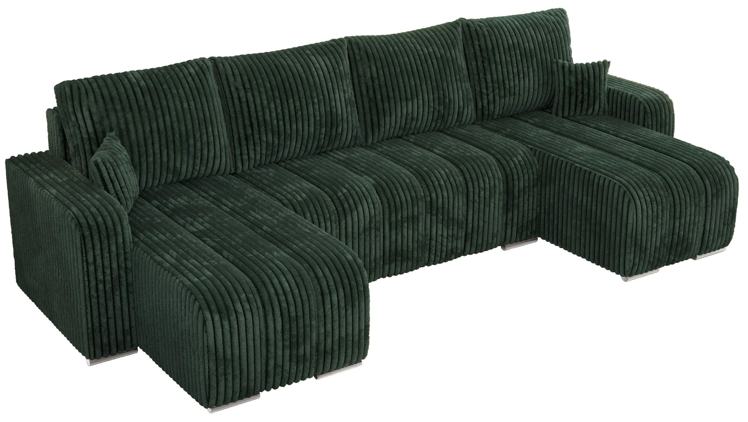 WOHNLANDSCHAFT KIRASSO U Grün Cord - Grau/Grün, Textil/Metall (320/86/147cm) - MKS