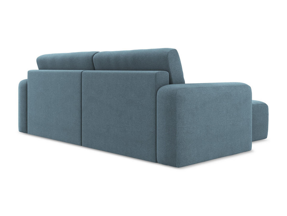 ECKSOFA mit Schlaffunktion links Strukturstoff Stoff Blau - Blau/Schwarz, Kunststoff/Textil (149/244cm) - Makamii