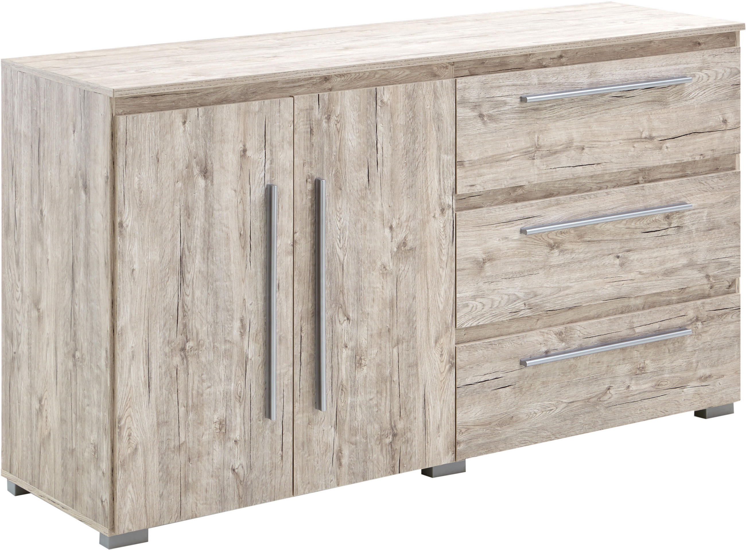 SIDEBOARD Bali Kommode Eiche Sand - Eichefarben/Silberfarben, Holzwerkstoff/Kunststoff (169/92/50cm) - arthur berndt
