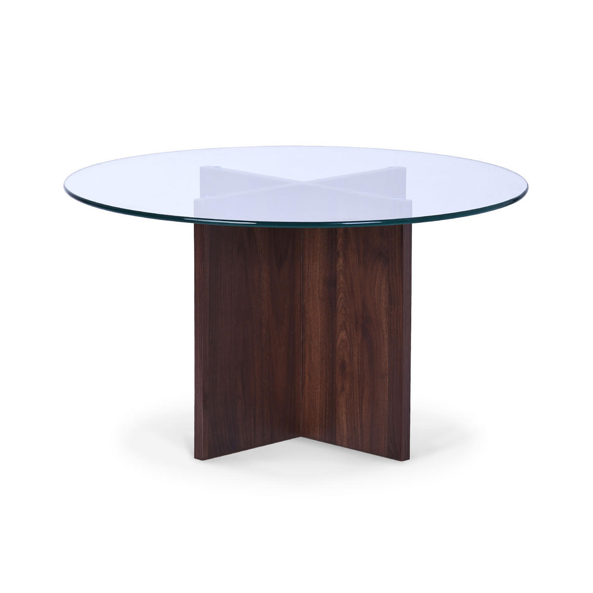 COUCHTISH Giulia Moderner aus Klarglas und Walnussholz - Transparent/Braun, Holz (80/80/45cm) - Sicaan