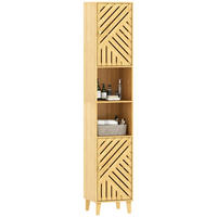 HOCHSCHRANK DE-12485 32/30/170 cm mit Bambustüren Naturholz - Naturfarben, Holzwerkstoff (30/170/32cm) - ComfortXL
