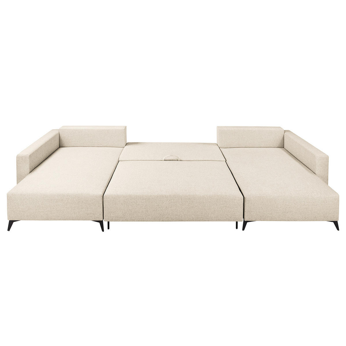 WOHNLANDSCHAFT - Beige/Schwarz, Textil (382/81/148cm) - home24