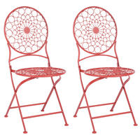 GARTENSTUHL 2er-Set Eisen rot Scario - Rot, Metall (40/94/47cm) - Beliani