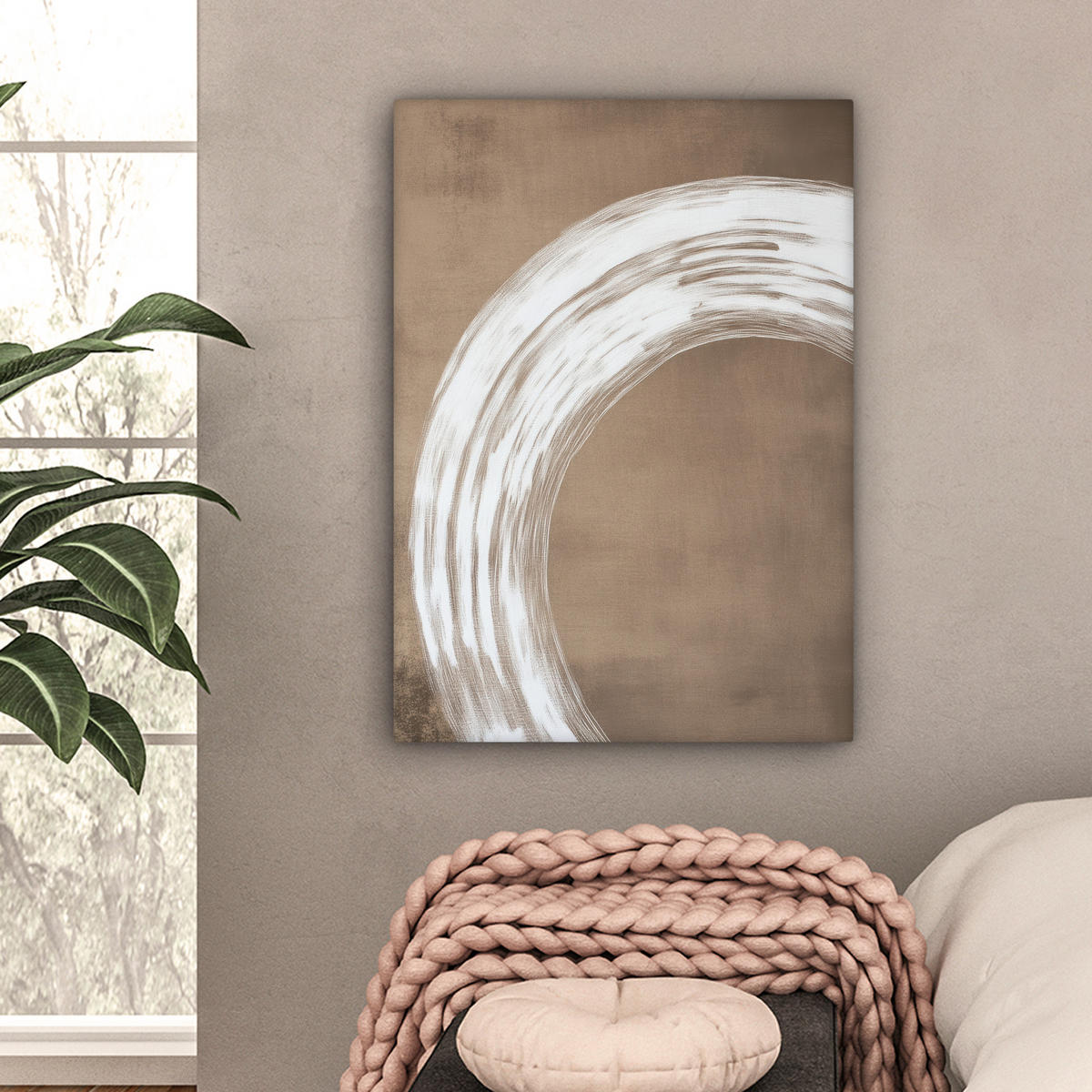 LEINWANDBILD Farbe - Braun - Japandi 60x80 cm - Kupferfarben, Textil (60/80cm) - MuchoWow