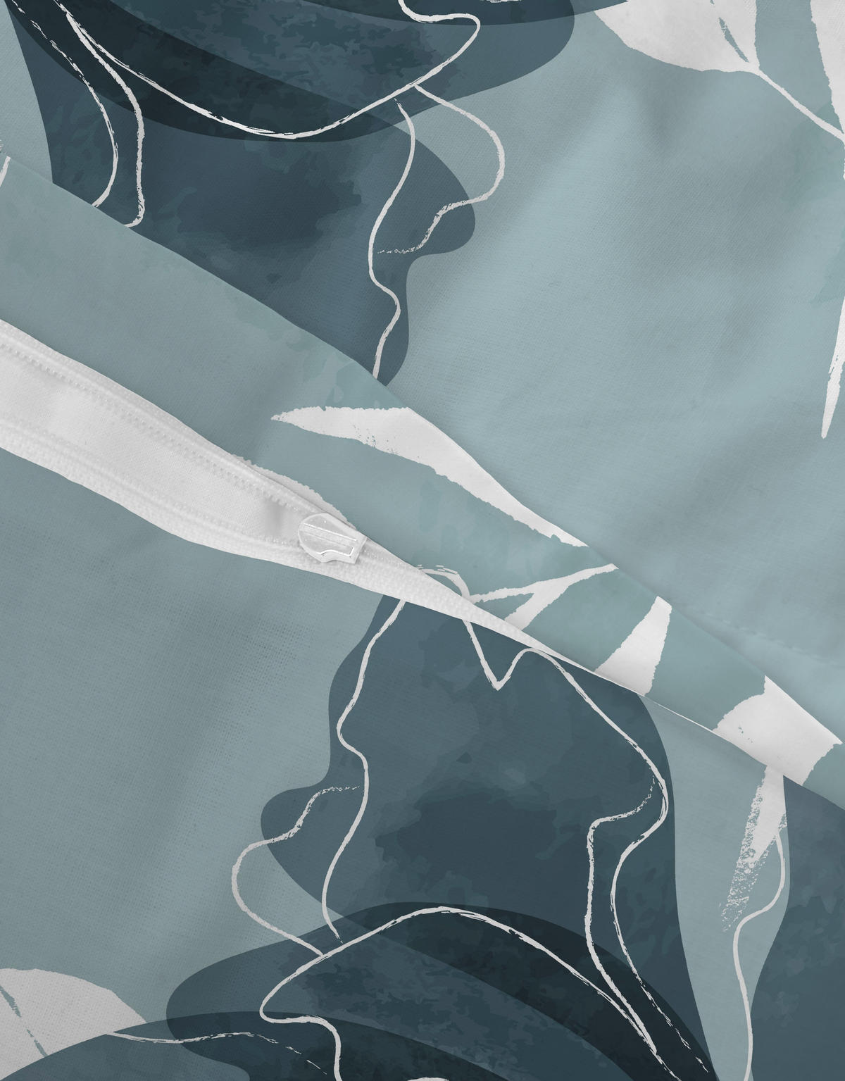 BETTWÄSCHE-GARNITUR Biber Floral petrol, 135x200 cm + 80x80 cm - Petrol, Textil (135/200cm) - Castell