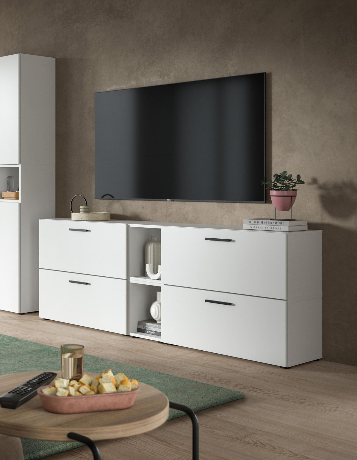 WOHNKOMBINATION Primo (B/H/T: ca. 176/67/34 cm) in Weiß/weiß - Weiß, Holzwerkstoff (176/67/34cm)