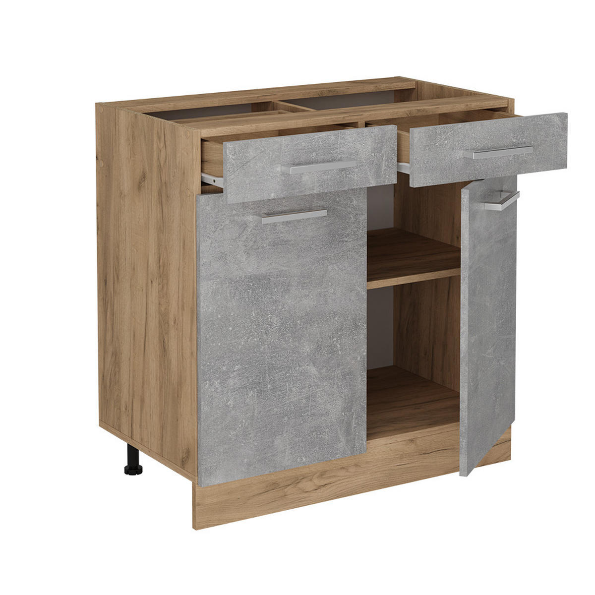 KÜCHENUNTERSCHRANK R-Line Beton 80 cm , AP Anthrazit - Honigeiche/Schieferfarben, Holzwerkstoff (80/81.6/60cm) - Vicco