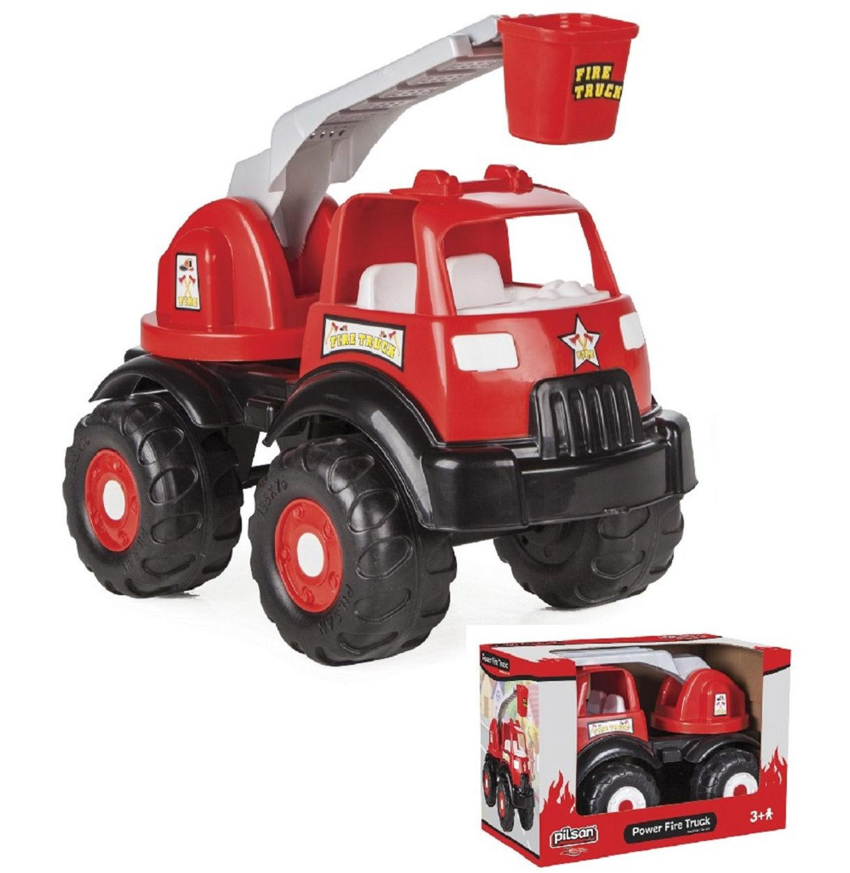 SPIELZEUGAUTO Feuerwehrauto 06519 44 x 30 x 26 cm, ausziehbare Feuerleiter, 360° drehbar, Kunststoff - Rot, Kunststoff (30/26/44cm) - Pilsan