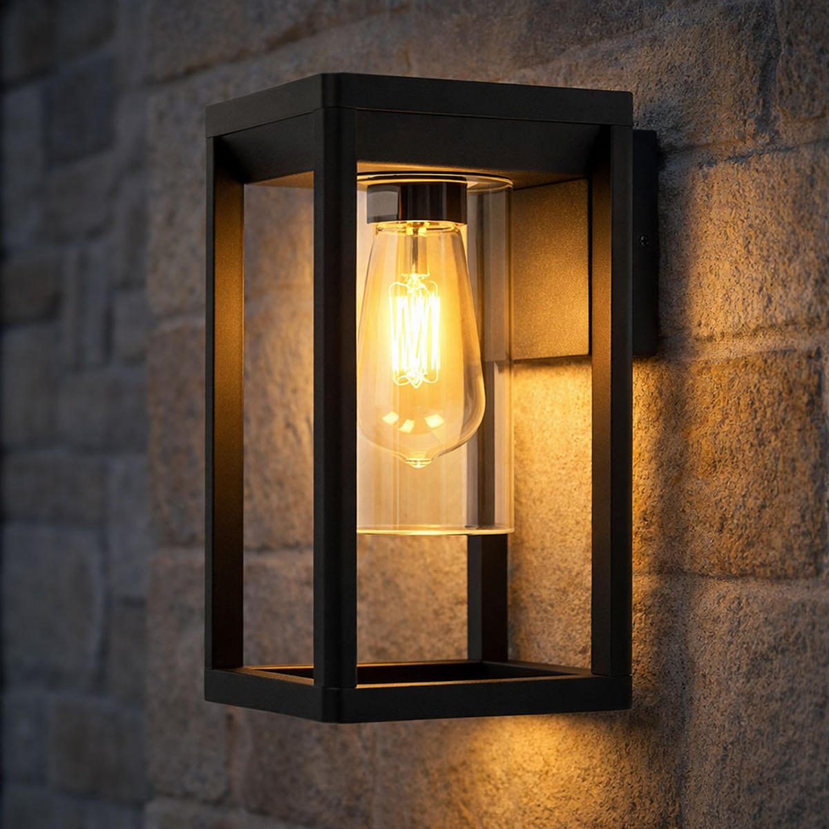 LED WANDLEUCHTE Aluminium Schwarz-Matt Klar - Klar, Glas (16.5/15/27cm) - Globo Lighting