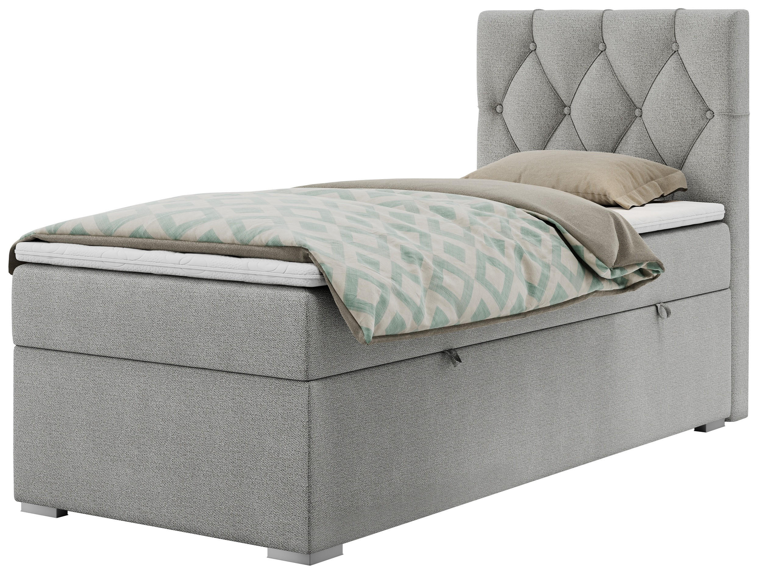 BOXBETT ALDA 90/200 Hellgrau Struktur - H4 - Rechts Seite - Hellgrau, Holz/Textil (90/200cm) - MKS