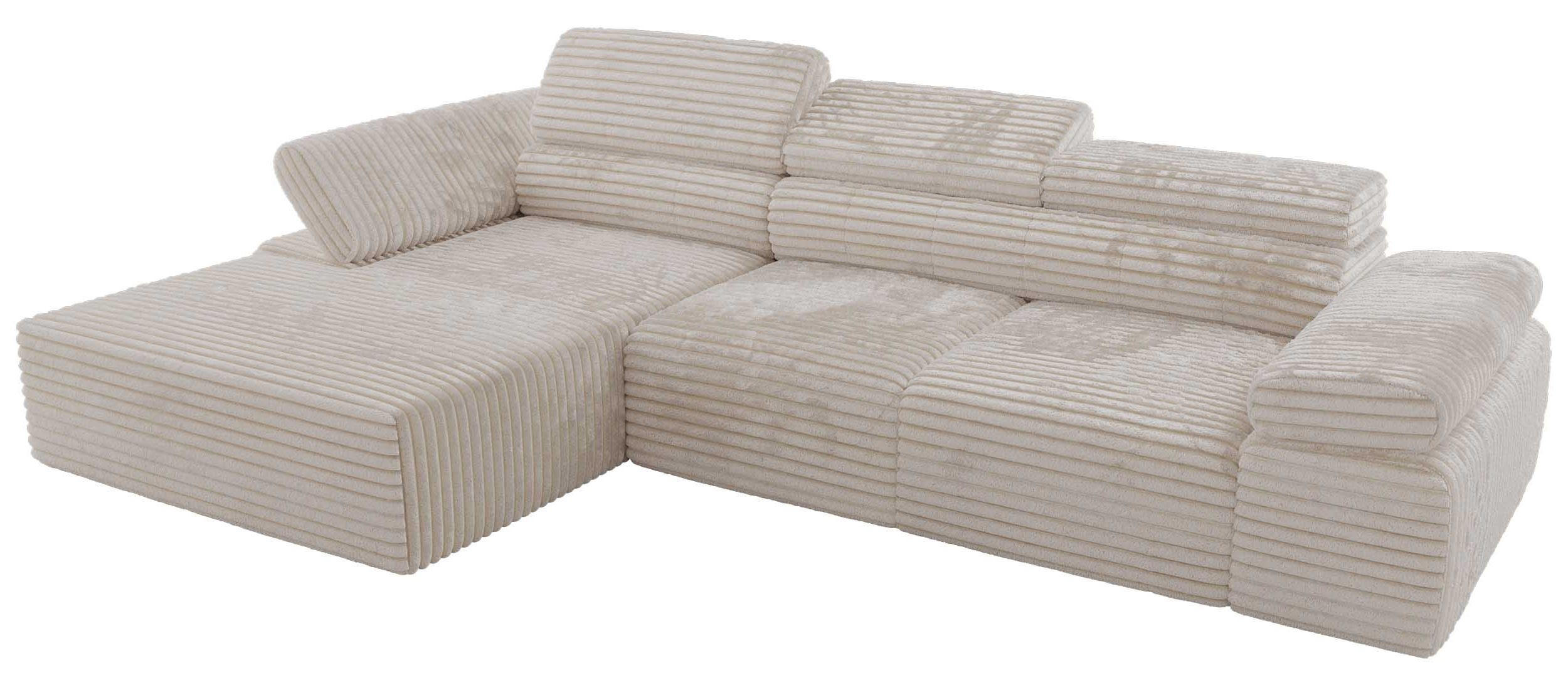 ECKSOFA RILASSO L Beige Cord - links - Beige/Schwarz, Kunststoff/Textil (296/174cm) - MKS